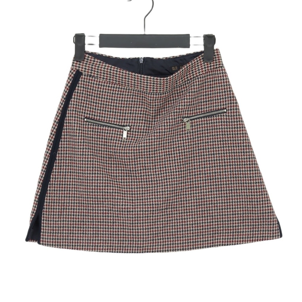 Zara houndstooth wool lined mini skirt size medium